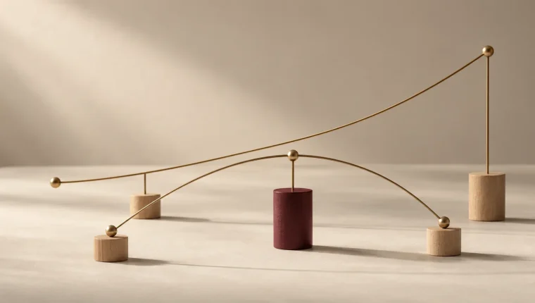 Esculturas de alambre con diferentes formas que representan de manera abstracta una curva de tipos.