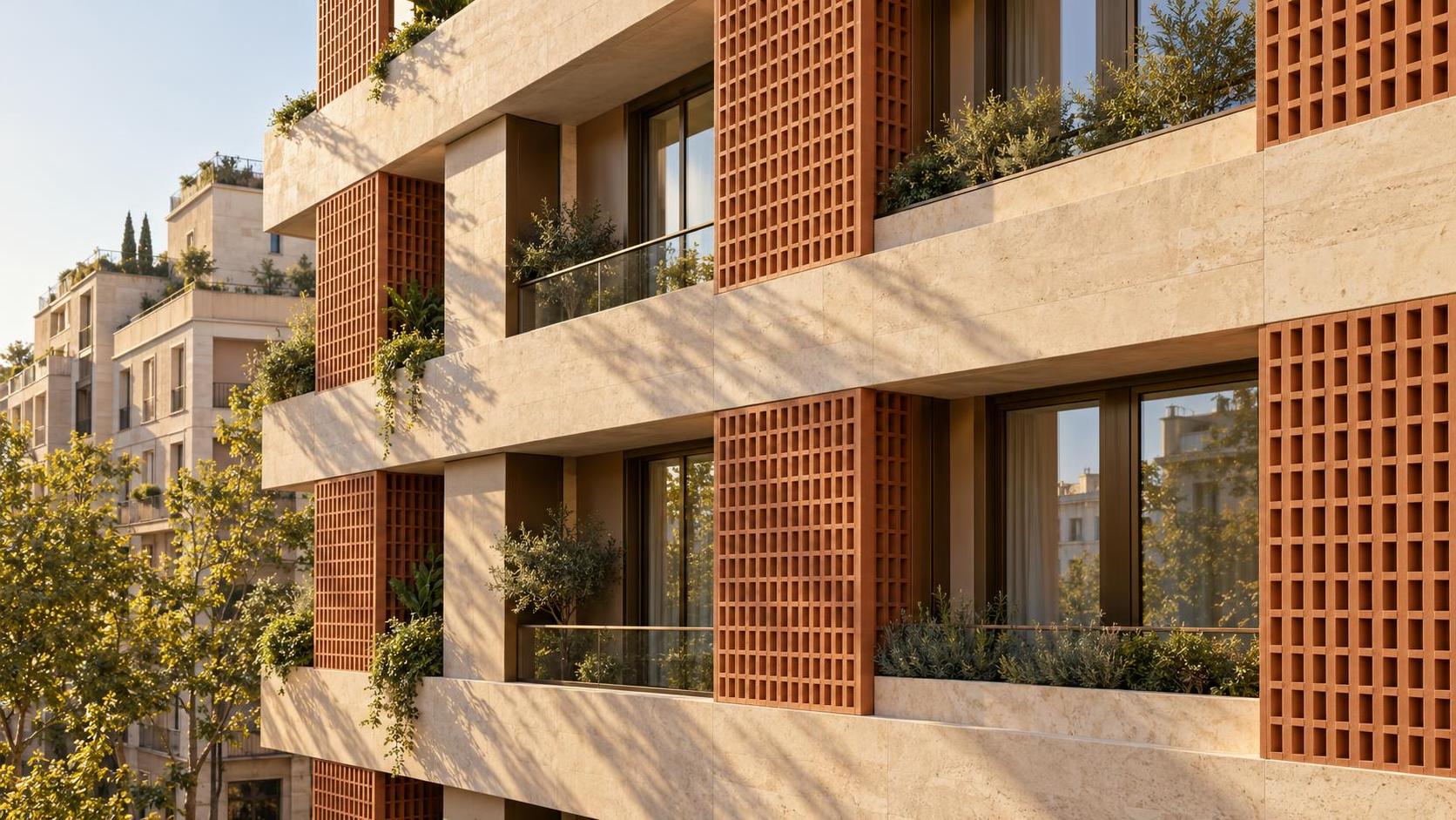 Fachada contemporánea de un edificio residencial urbano.